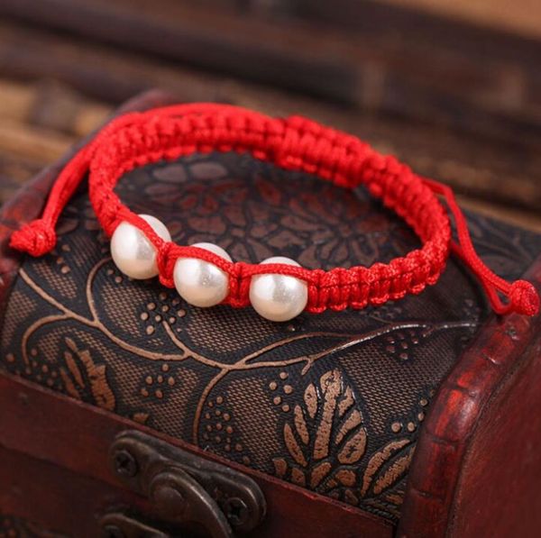 

new 20pcslot lucky kabbalah red string pearl charms hamsa bracelets women handmade fatima friendship jewelry3507016, Golden;silver