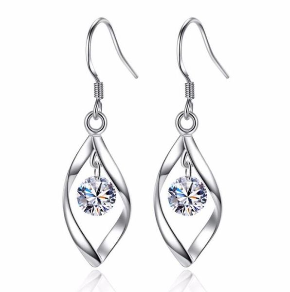 

elegant fashion 925 sterling silver dangle earrings women crystal cz zircon shining stud ear rings jewelry7910397