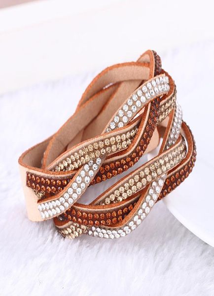 

new fashion 6 layer wrap bracelets snake leather bracelets with crystals couple charm bracelet jewelry good giftb469379238, Golden;silver