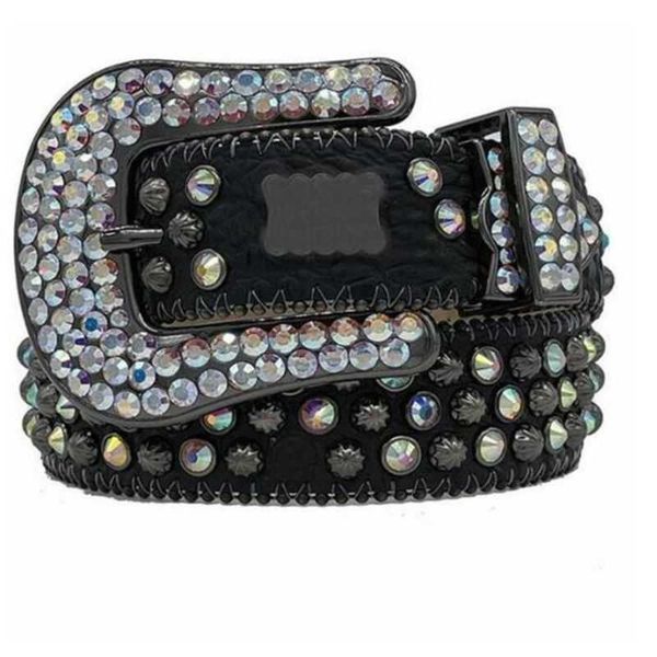 

designer belt bb simon mens for women shiny diamond belts black on blue white multicolour with bling rhinestones as gift waistband factory w, Black;brown