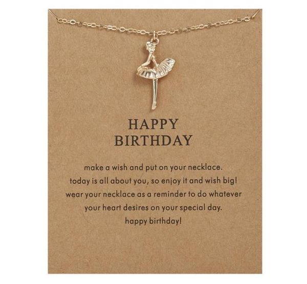 

happy birthday ballerina pendant necklace dance girl clavicle chain necklace for women girl jewelry accessories gifts1646324, Silver