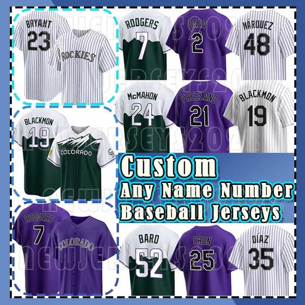 

23 kris bryant brendan rodgers baseball jersey 19 charlie blackmon kyle and colorado brent suter c.j. cron german marquez daniel bard ryan m, Blue;black