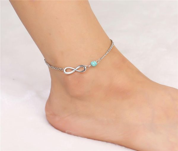 

europe and the united states fashion simple turquoise beaded infinite eightcharacter anklet4975401, Red;blue