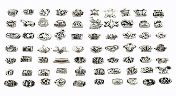 

bead mix style antique silver plated alloy big hole charms spacer beads fit pretty diy jewelry necklaces & pendants charms beads2309451, Black