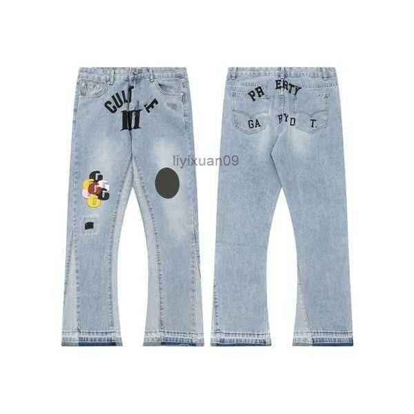 

designer mens jeans sports pants denim straight sweatpants speckled letter print women street couple galleryes dept loose flare casual jean, Blue