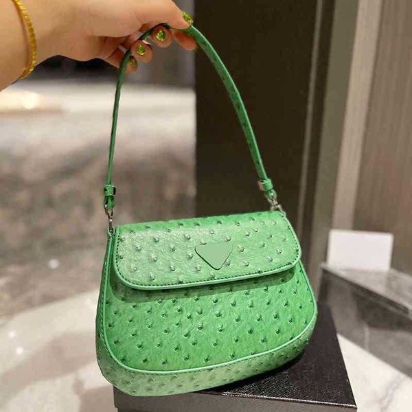 

pd triangle hobo bag leather designer bag women underarm shoulder bag fashion ostrich pattern crossbody purses lady luxurys handbags 220611