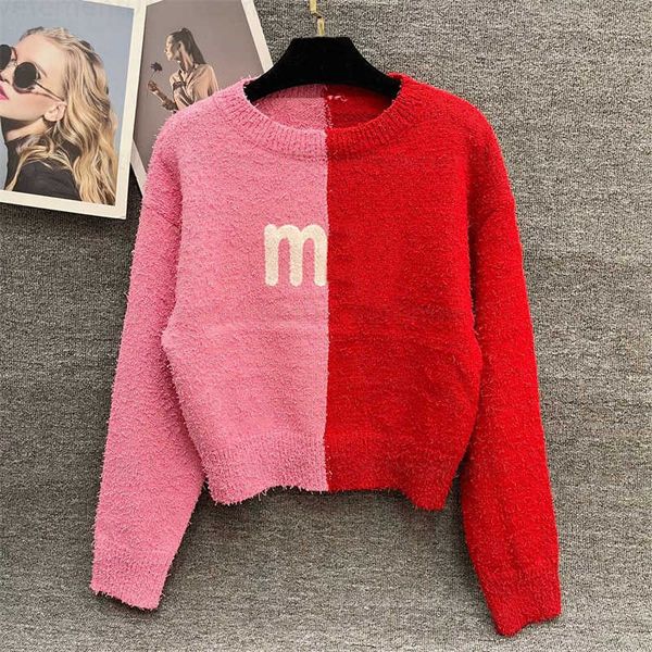 

short sweater women sweatshirt designer jacket autumn new collision color stitching particles plush letters long-sleeved outer wear sweaters, White;black
