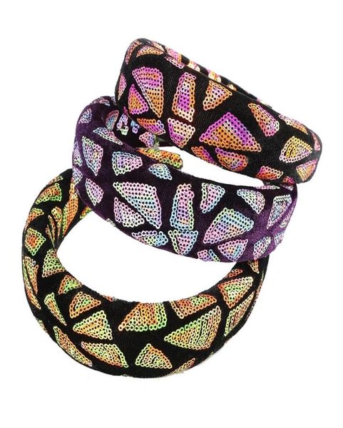 

2021 new hair accessories sponge headband triangle small sequined bezel turban for women hairband head hoop7386202, Silver