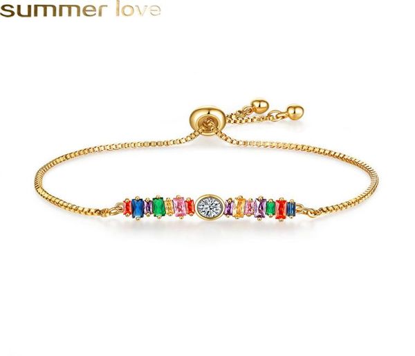 

colorful gold rainbow zircon tennis bracelet adjustable fashionable womens jewelry for any occasion1946124, Golden;silver