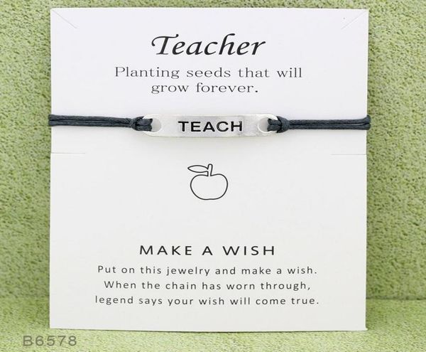 

new infinity wish bracelets with gift card teach charm wax rope wristband for for teachers039day jewelry gift8824281, Golden;silver