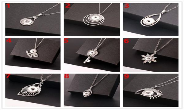 

fashion women 10pcslot snaps button pendant necklace diy jewelry with stainless steel chain fit 18mm ginger snap charm mix gift5984314, Silver