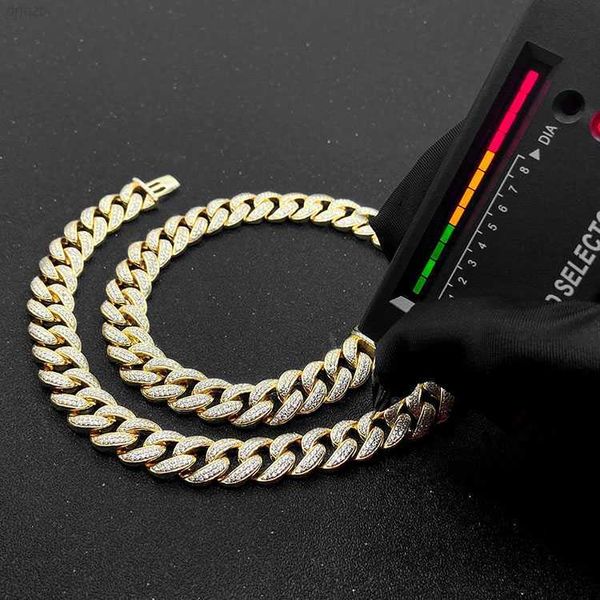 

hip-hop popular style moissanite 12mm chunky cuban link chain silver 925 diamond moissanite necklace