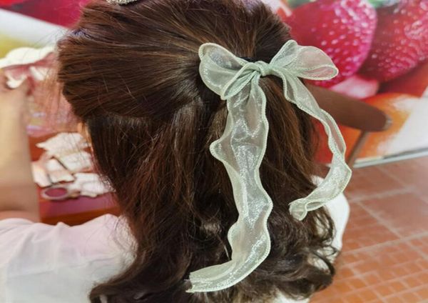 

sweet big bow organza hair scrunchies soft ponytail elastic hair ties rope girls hair accessories women ribbon bands9780224, Pink
