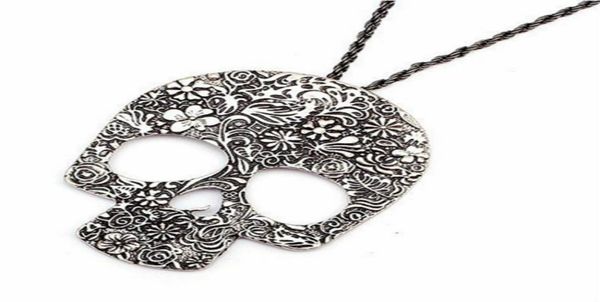 

skull pendant necklaces for women skeleton alloy necklace with 27 inches rope chain punk jewelry2353249, Silver