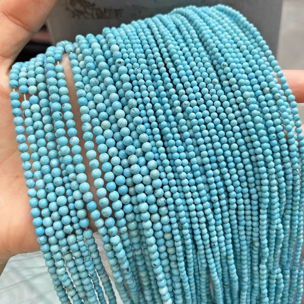 

3mm natural raw mineral blue turquoise round beads high porcelain blue turquoise loose beads beaded spacer bead material diy hand string acc