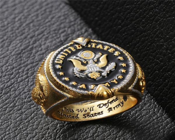 

officers united states usa army ring brass material gold this we039ll defend military rings men039s jewelry with blac2445508, Golden;silver