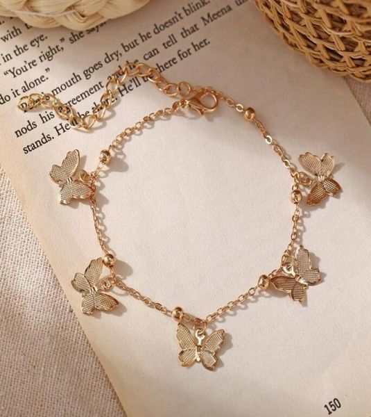 

temperament hollow butterfly anklets fashion foot chain gold silver beach anklet for women girls jewelry7291829, Red;blue