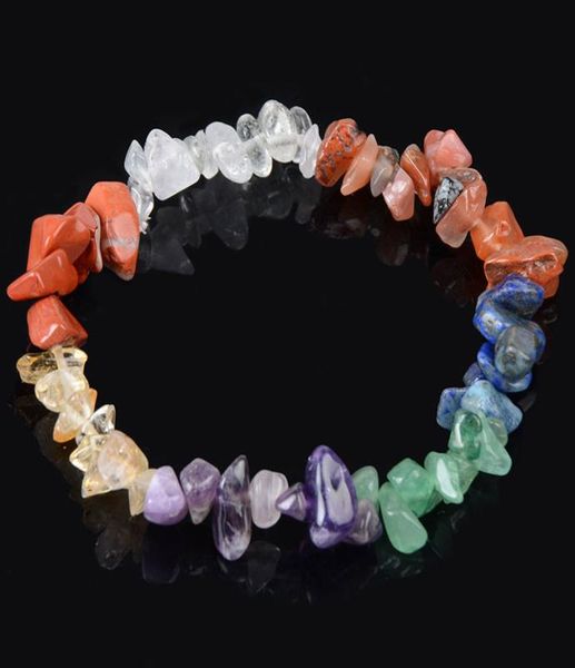 

bohemia 7 healing natural stone bracelet elastic chip beads amethyst lapis lazuli agate crystal bracelet for women jewelry2612290, Black