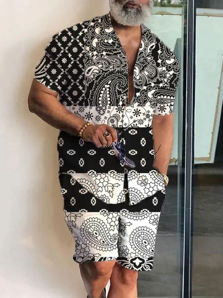 

men's tracksuits hawaiian 2pcs shirts suits men fashion shirtsshorts two piece sets hawaii floral beach shirt vocation camisas 230707, Gray