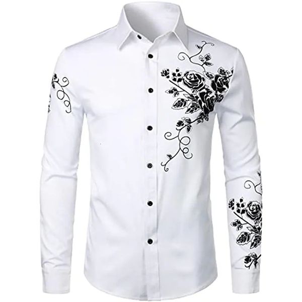 

men's dress shirts fall fashion luxury social lapel buttonup casual dot print long sleeve sweaters 230707, White;black