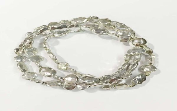

silver hammered metal beads bracelet 3 rows casted beads strtech bracelet delicate metal beads stretch bracelet shinny silver5393840, Black