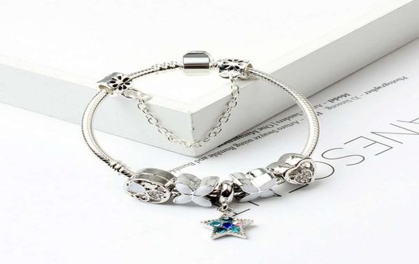 

wholesale- new fashion european charm beads bracelets style bracelet 925 sterling silver snake chain bangles diy jewelry with logo8378460, Golden;silver