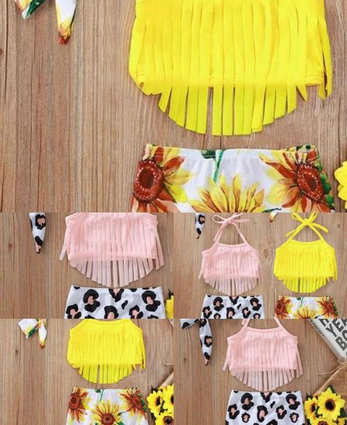 

leopard suit flower 2pcs vieeoease print girls kids wear summer bathing suit children swim cc-7032021i3783993, Black