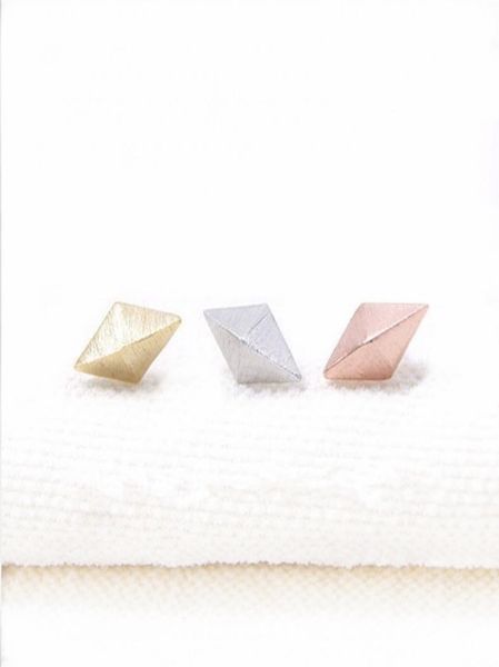 

10pcs fashion threedimensional rhombus stud earrings whole09862404, Golden;silver