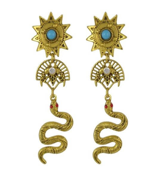 

2 colors trendy retro snake punk metal rhinestone party earrings6539804, Silver