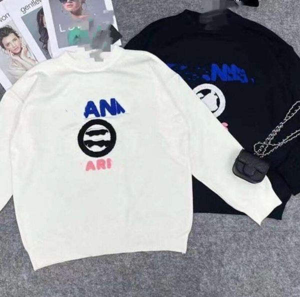 

new women's sweaters round neck casual fashion designer sweaters embroidery logo long sleeve coat, White;black