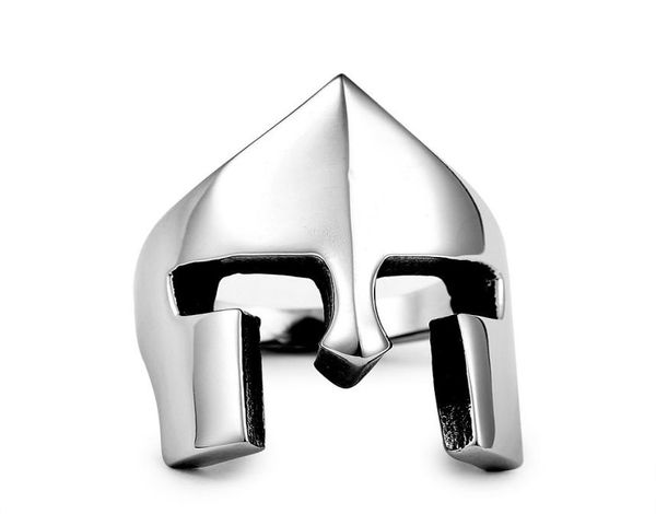 

retro spartan helmet mask rings for men 316l stainless steel new fashion punk rock style party gifts6719572, Silver