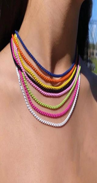 

fashion jewelry 2021 statement copper enamel boho rainbow color necklace for women girl collier femme summer bijoux7448621, Silver