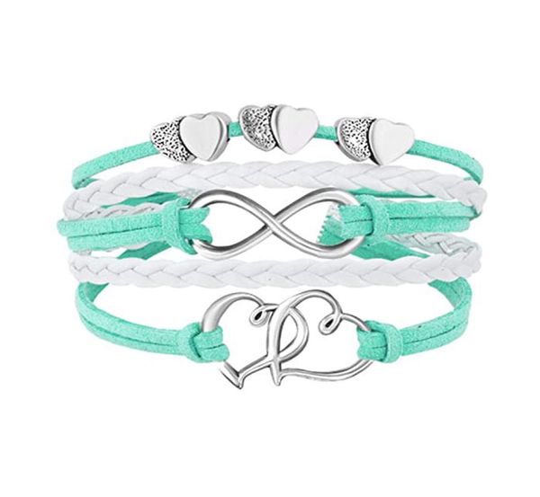 

infinity double heart charm bracelet weave leather wrap bracelets multilayer women fashion jewelry will and sandy5846792, Golden;silver
