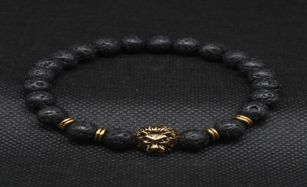 

whole lion head beaded stands bracelets jewelry black lava stone bracelet for men women9972665
