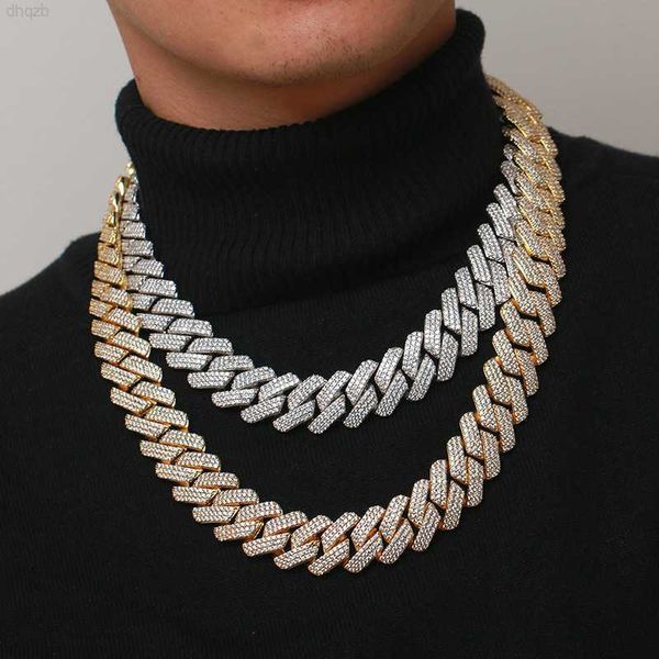 

custom european hip hop rapper jewelry vvs moissanite 925 silver blue diamond necklace 14mm cuban link chain