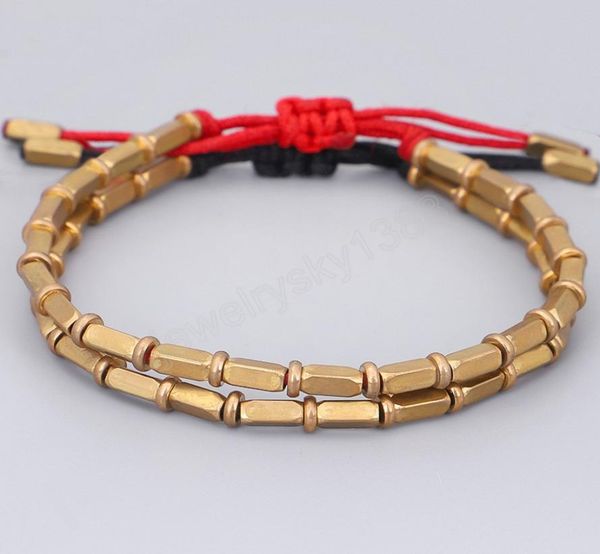 

handmade rectangle copper beads lucky bracelets for women men tibetan black red thread bracelets vintage jewelry1394575, Golden;silver