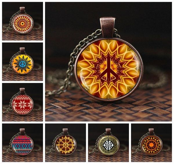 

hippie peace sign glass dome pendant necklace diy handmade fashion jewelry vintage charm trendy gift for men women gift1481177, Silver