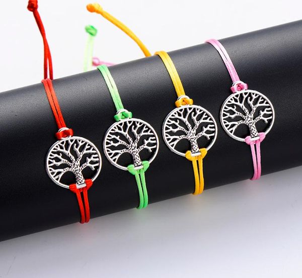 

2019 silver color life tree charm bracelets for women men kids simple red string braided bracelet couple diy jewelry gift2160958, Golden;silver