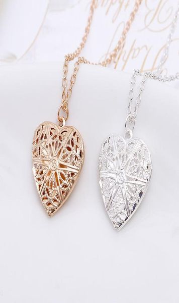 

new creative heart shape locket po secret medallion necklace alloy gold silver pendants friends couples gifts jewelry4267429