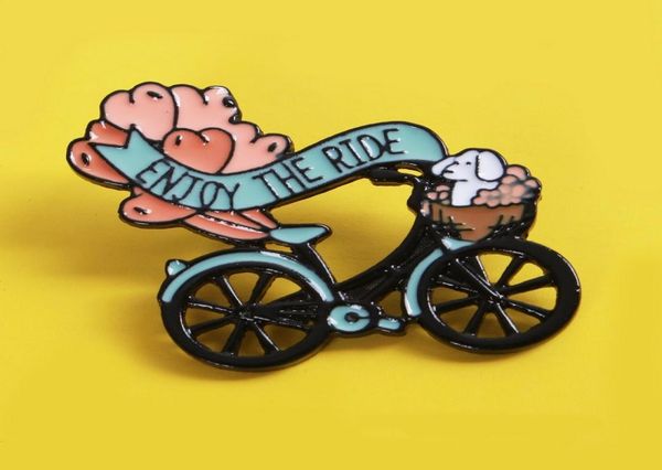 

vintage bike enjoy the ride enamel brooches pin for women fashion dress coat shirt demin metal brooch pins badges promotion gift1009976, Gray