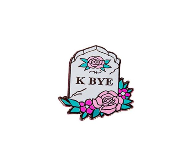 

k bye pin tattoo pin gravestone enamel pin0123456781499058, Gray