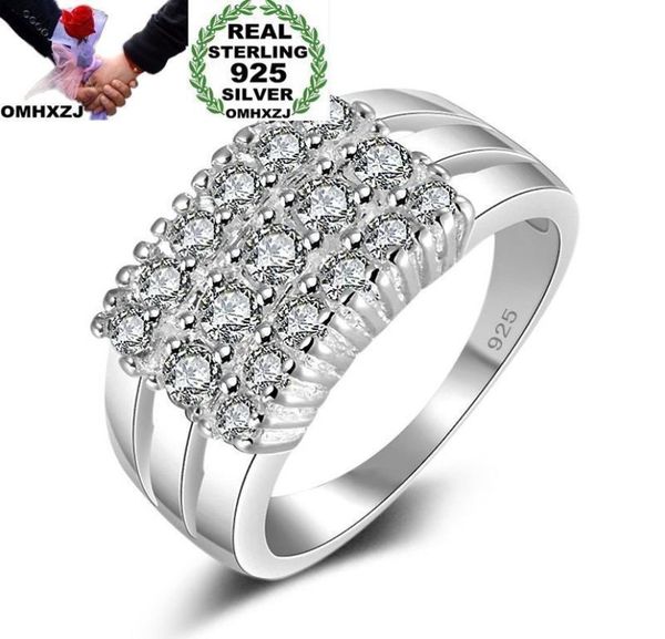 

omhxzj whole personality fashion ol woman girl party wedding gift white square zircon 925 sterling silver ring rn1512945163