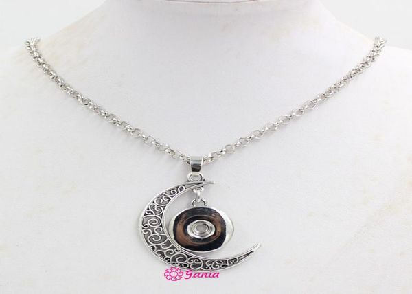 

whole 18mm snap jewelry metal chain with 18mm snap button bohemian vintage moon pendant snap necklace for 18mm snaps8094919, Silver