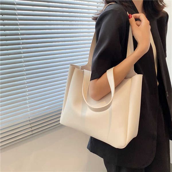 

class commuting bag tot bag women's high-capacity college style soft leather light simple and versatile college student one shoulder ba