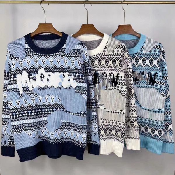 

2023  queenshirt designer mens sweater autumn and winter new heavy craft jacquard chest classic blue white sea blue size: s  l xl xxl fash, White;black