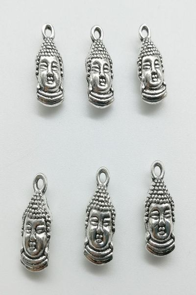 

50pcslot twosided buddha head alloy charm pendant retro jewelry diy keychain tibet silver pendant for bracelet earrings 157mm2809708, Bronze;silver
