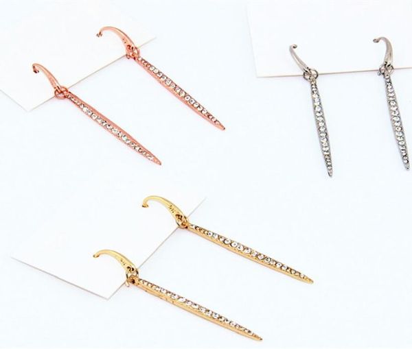 

crystal bar charm earrings diamond hook earring with cards09507429, Golden