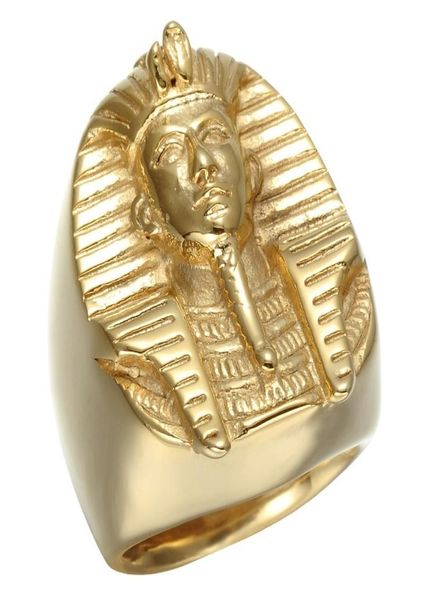 

fashion male finger rings gold plated men039s stainless steel egyptian pharaoh king ring cube ring3598789, Silver