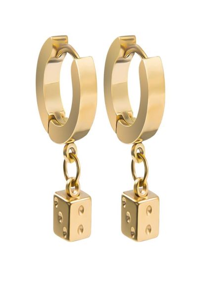 

fashion earrings woman rock jewelry square pendant cool ear piercing jewelry stainless steel dice dangle earrings8369820, Silver