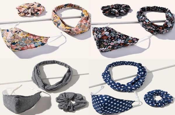 

masks hair band 3pcs set headband print head scarf with face mask yoga stretch headband anti fog breathable washable mask hairband9577956, Silver